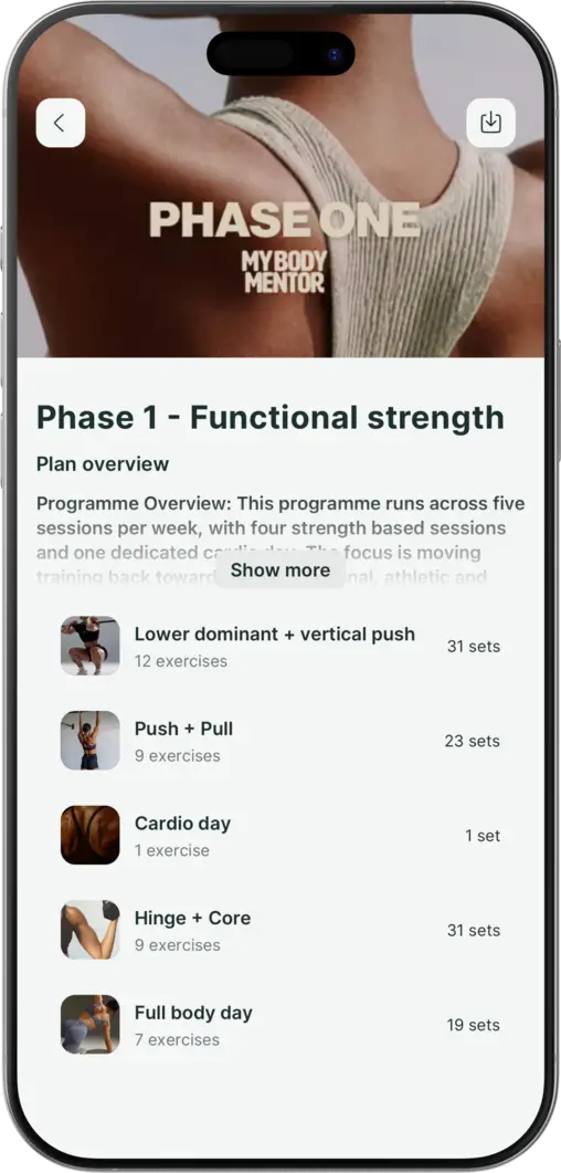 MyBodyMentor app screen